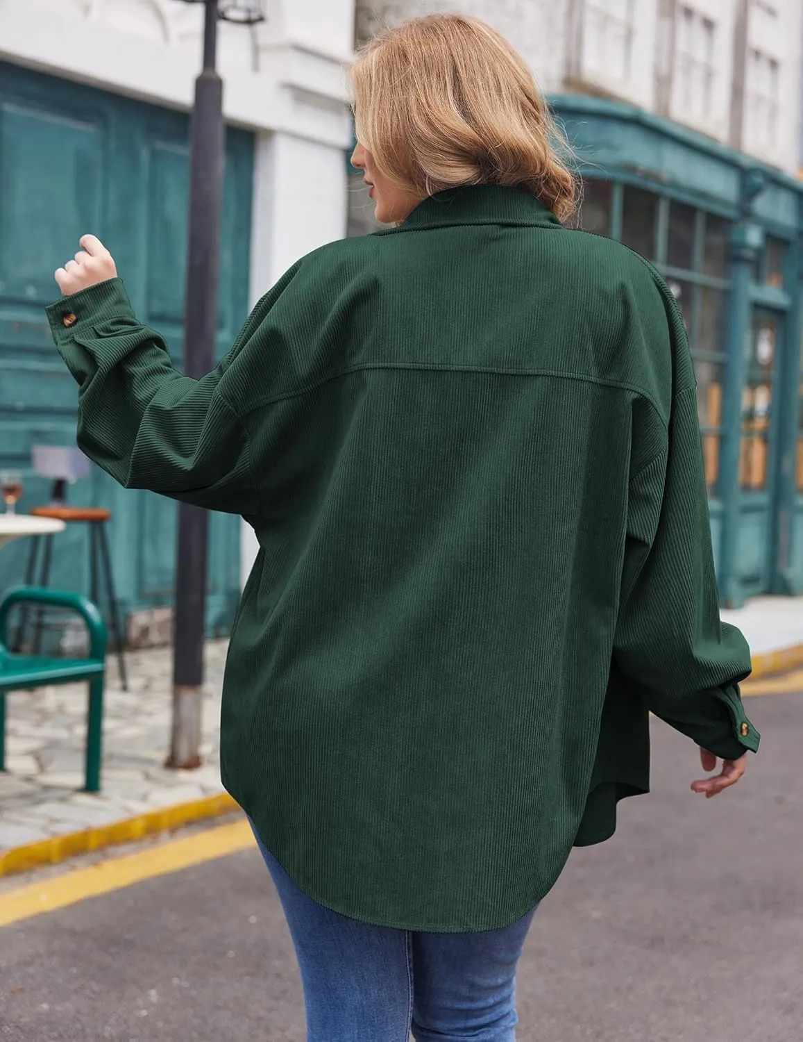 IN'VOLAND Womens Plus Size Corduroy Shirt Long Sleeve Button Down Shirts Fall Blouses Tops Casual Jacket Shacket