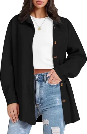 IN'VOLAND Womens Plus Size Corduroy Shirt Long Sleeve Button Down Shirts Fall Blouses Tops Casual Jacket Shacket