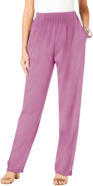 JOAU Women's Plus Size Loose Fit Elastic High Waist Pants Casual Straight Leg Baggy Trousers Soft Loungewear with Pockets