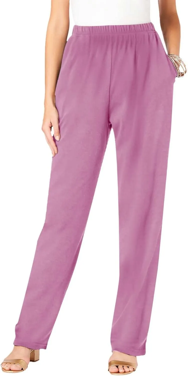 JOAU Women's Plus Size Loose Fit Elastic High Waist Pants Casual Straight Leg Baggy Trousers Soft Loungewear with Pockets