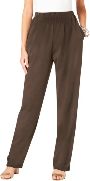 JOAU Women's Plus Size Loose Fit Elastic High Waist Pants Casual Straight Leg Baggy Trousers Soft Loungewear with Pockets