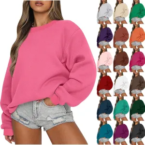 jovati Womens Fashion 2024 Fall Outfits Preppy Oversized Sweatshirts CrewNeck Pullover y2k Hoodies Teen Girls Clothes clearance items for women clean girl aesthetic clothes