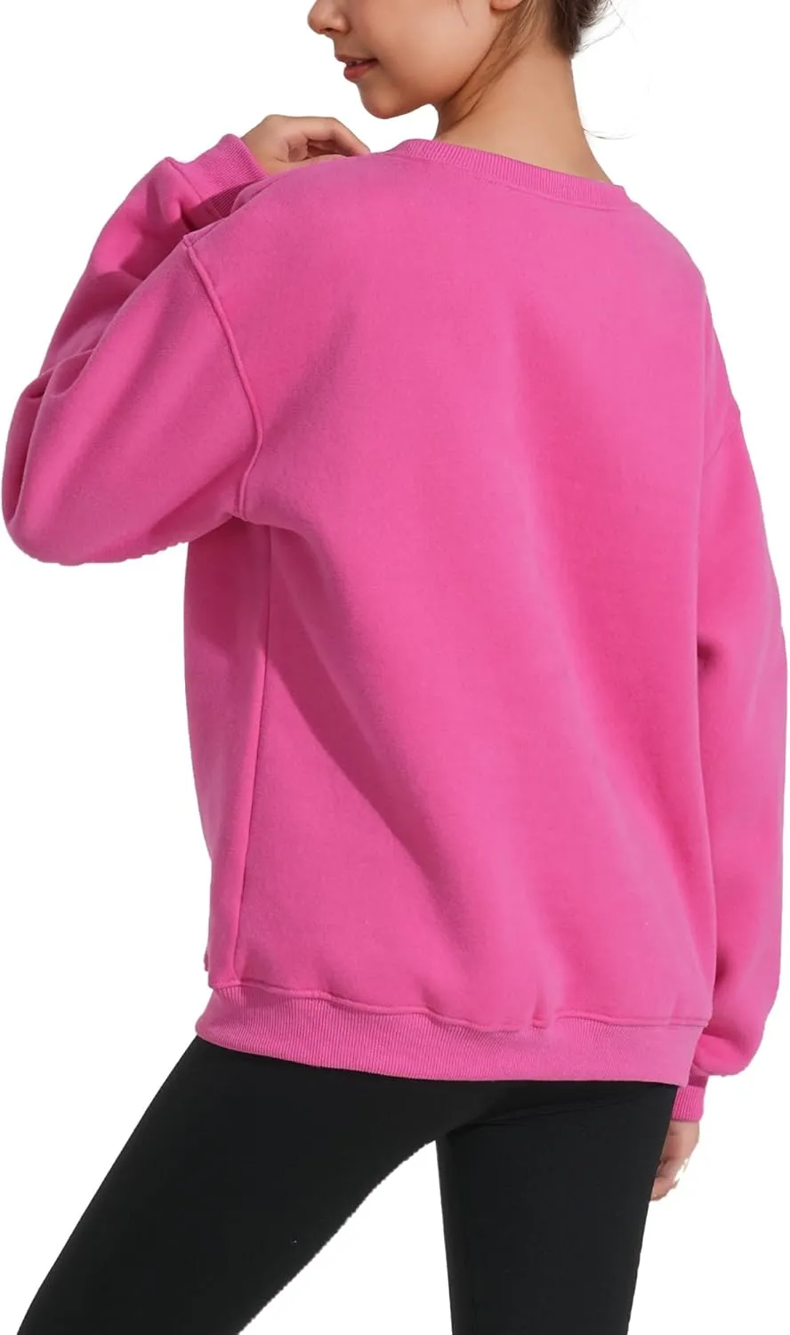 KEREDA Girls Crewneck Oversized Sweatshirt Long Sleeve Tops Loose Pullover Solid Fleece Clothes 7-14 Years