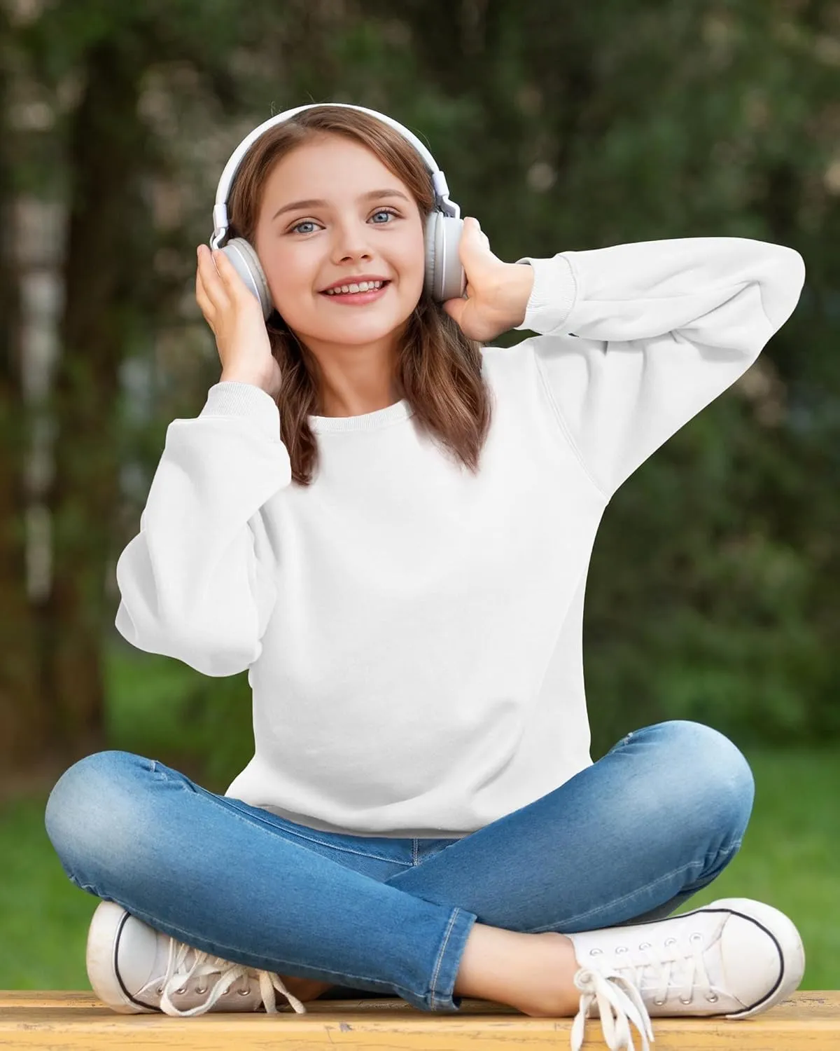 KEREDA Girls Crewneck Oversized Sweatshirt Long Sleeve Tops Loose Pullover Solid Fleece Clothes 7-14 Years