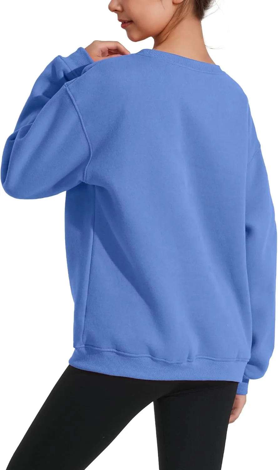 KEREDA Girls Crewneck Oversized Sweatshirt Long Sleeve Tops Loose Pullover Solid Fleece Clothes 7-14 Years