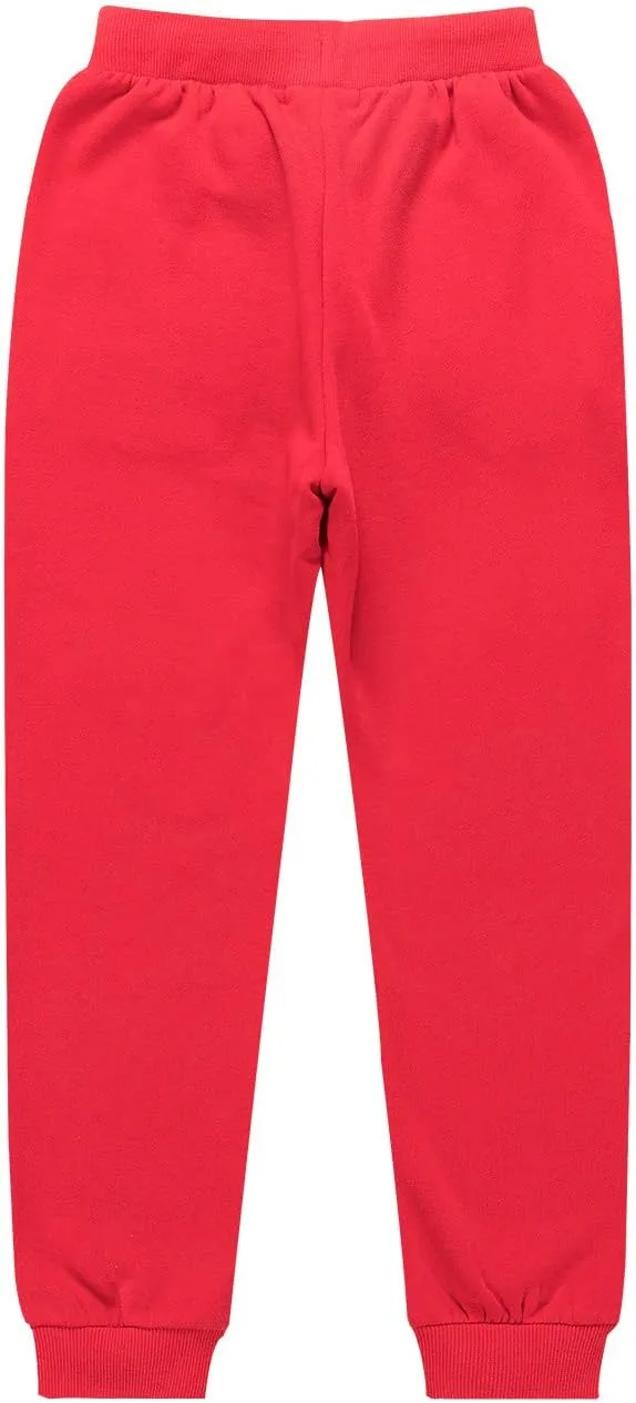 Kids Soft Brushed Fleece Jogger Sweatpants Adjustable Drawstring Casual Pants for Boys and Girls 3-12 Years