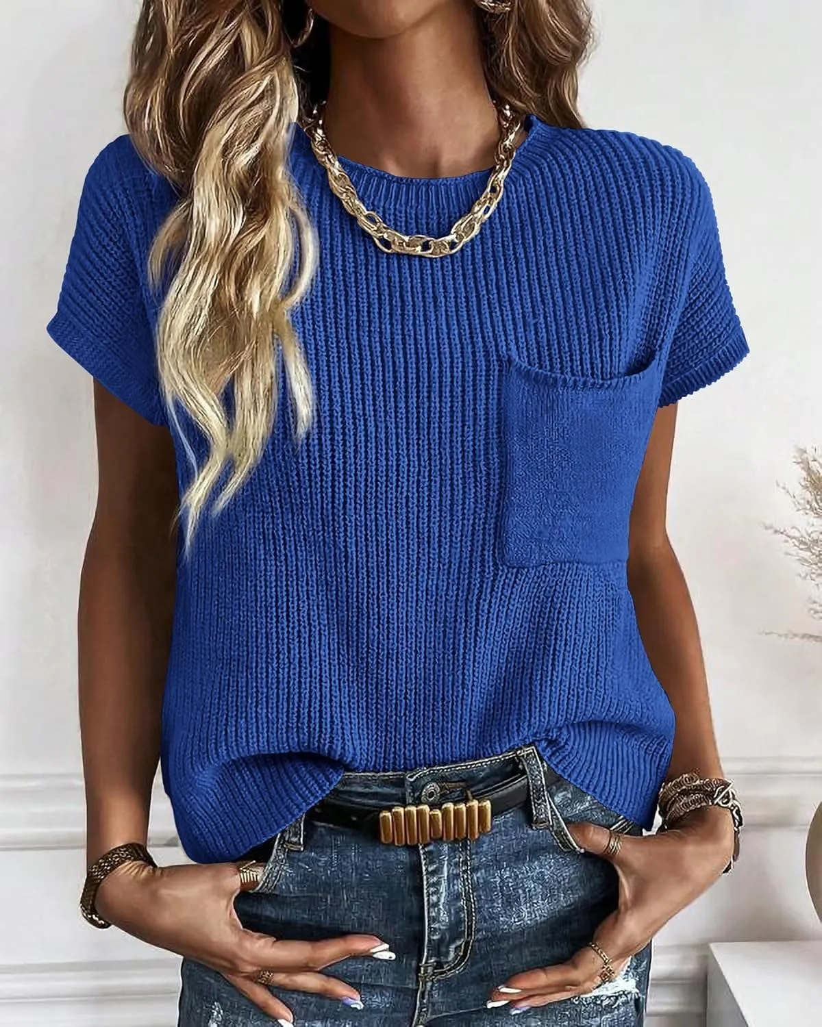KIRUNDO Short Sleeve Sweater for Women 2025 Casual Sweater Vest Cotton Knit Pullover Tank Tops Trendy Spring Summer Outfits