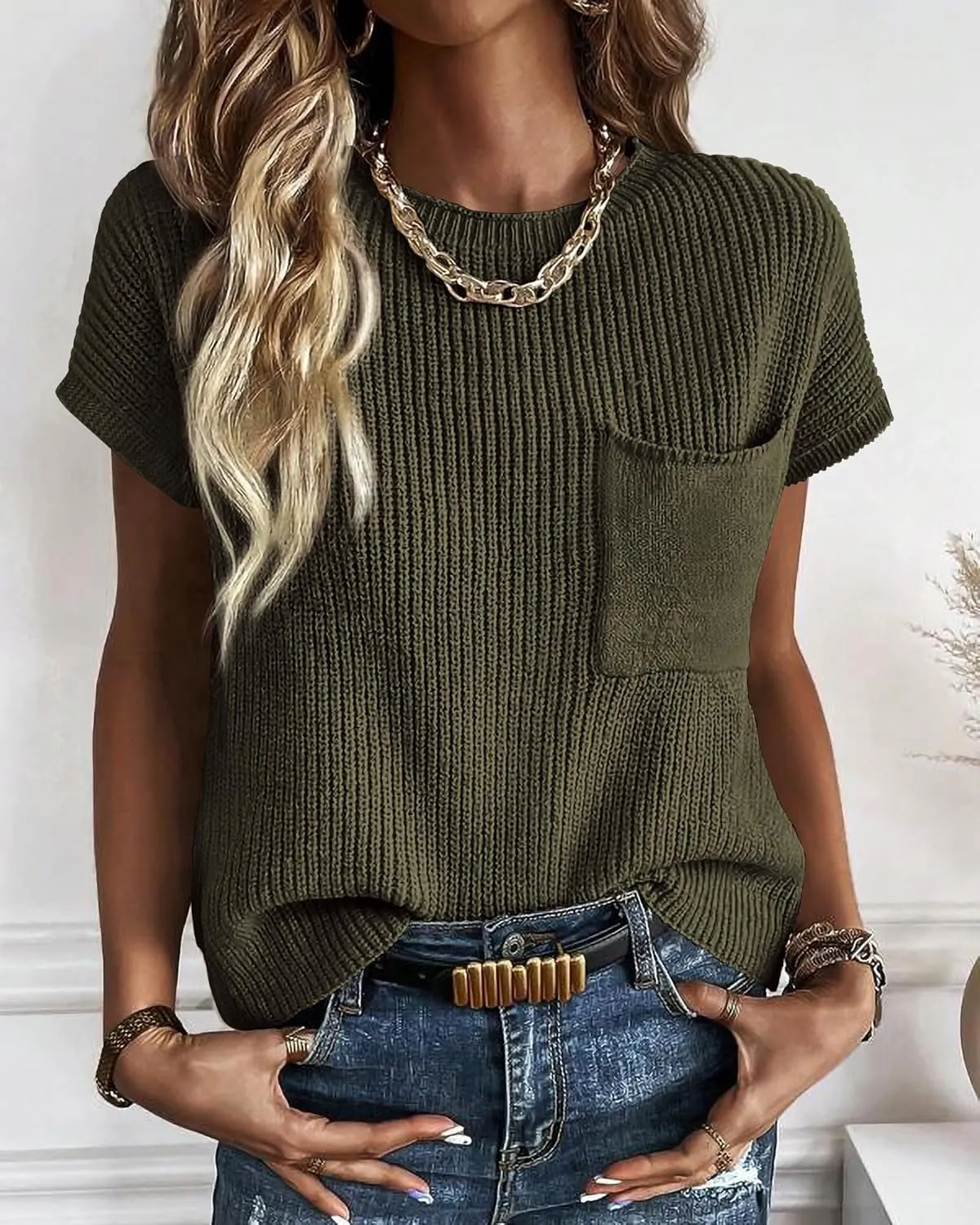 KIRUNDO Short Sleeve Sweater for Women 2025 Casual Sweater Vest Cotton Knit Pullover Tank Tops Trendy Spring Summer Outfits