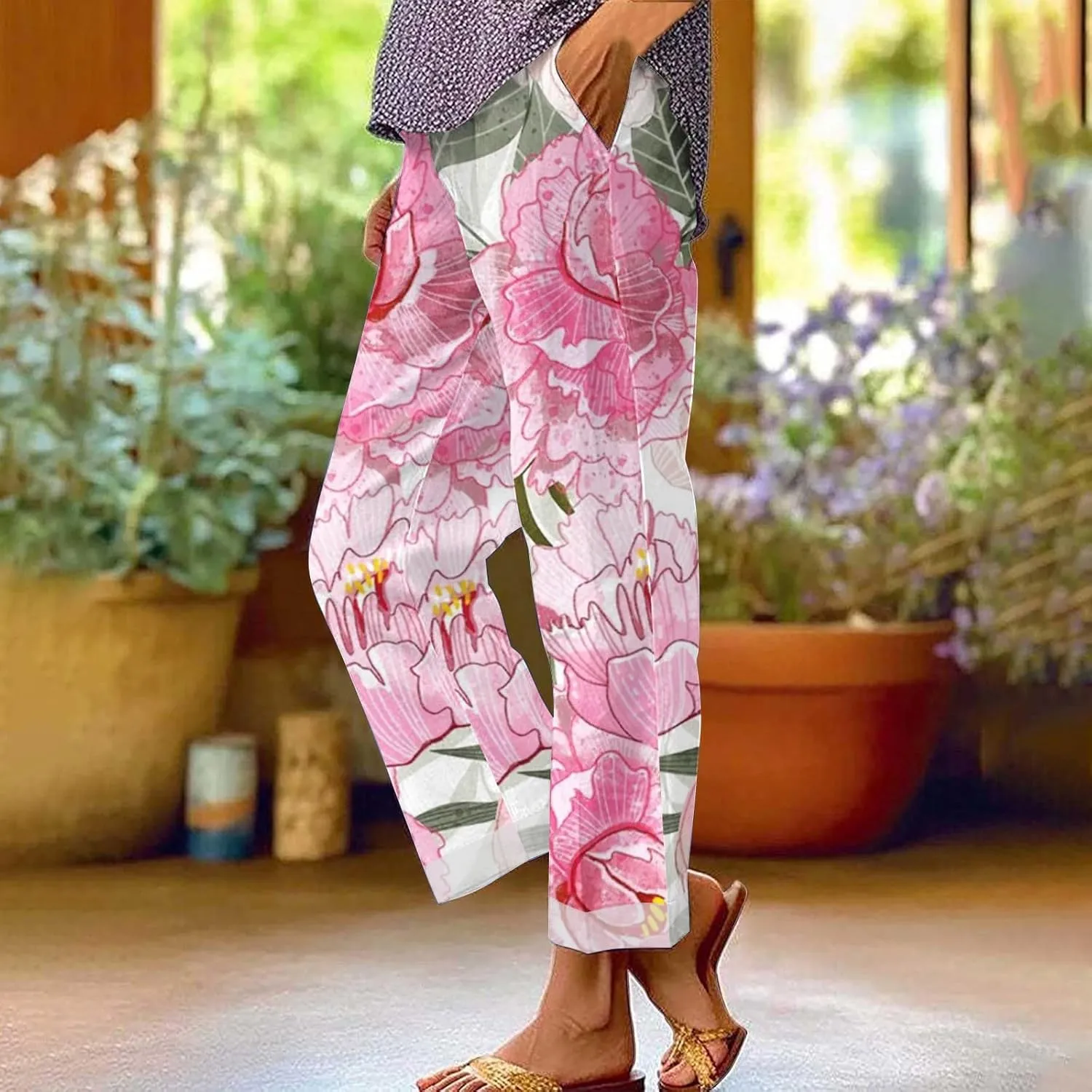 Ladies Wide Legged Linen Pants Spring Womens Linen Work Pants Womens Pants Summer Romper