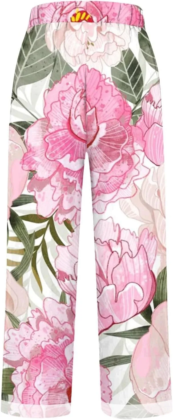 Ladies Wide Legged Linen Pants Spring Womens Linen Work Pants Womens Pants Summer Romper