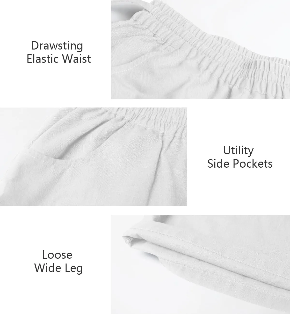 Les umes Women's Casual Wide Leg Long Pants High Waist Drawsting Loose Palazzo Pants Cotton Linen Beach Trousers