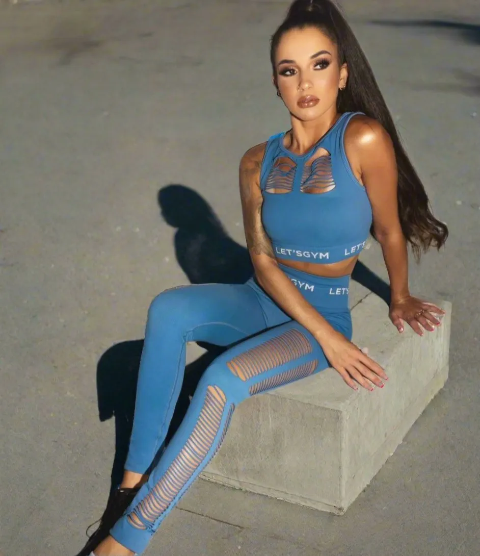 Let's Gym Blue Slice Legging