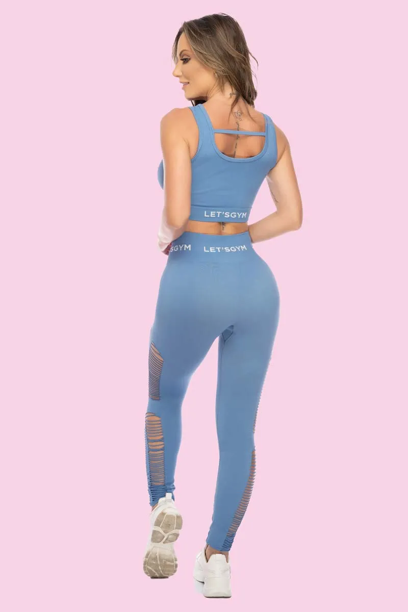 Let's Gym Blue Slice Legging