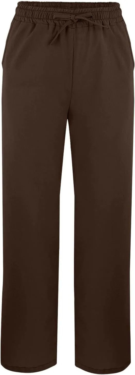Lightweight Casual Linen Pants for Women Summer Stretchy Drawstring Hem Ankle Trousers Travel Beach Home Casual Pants