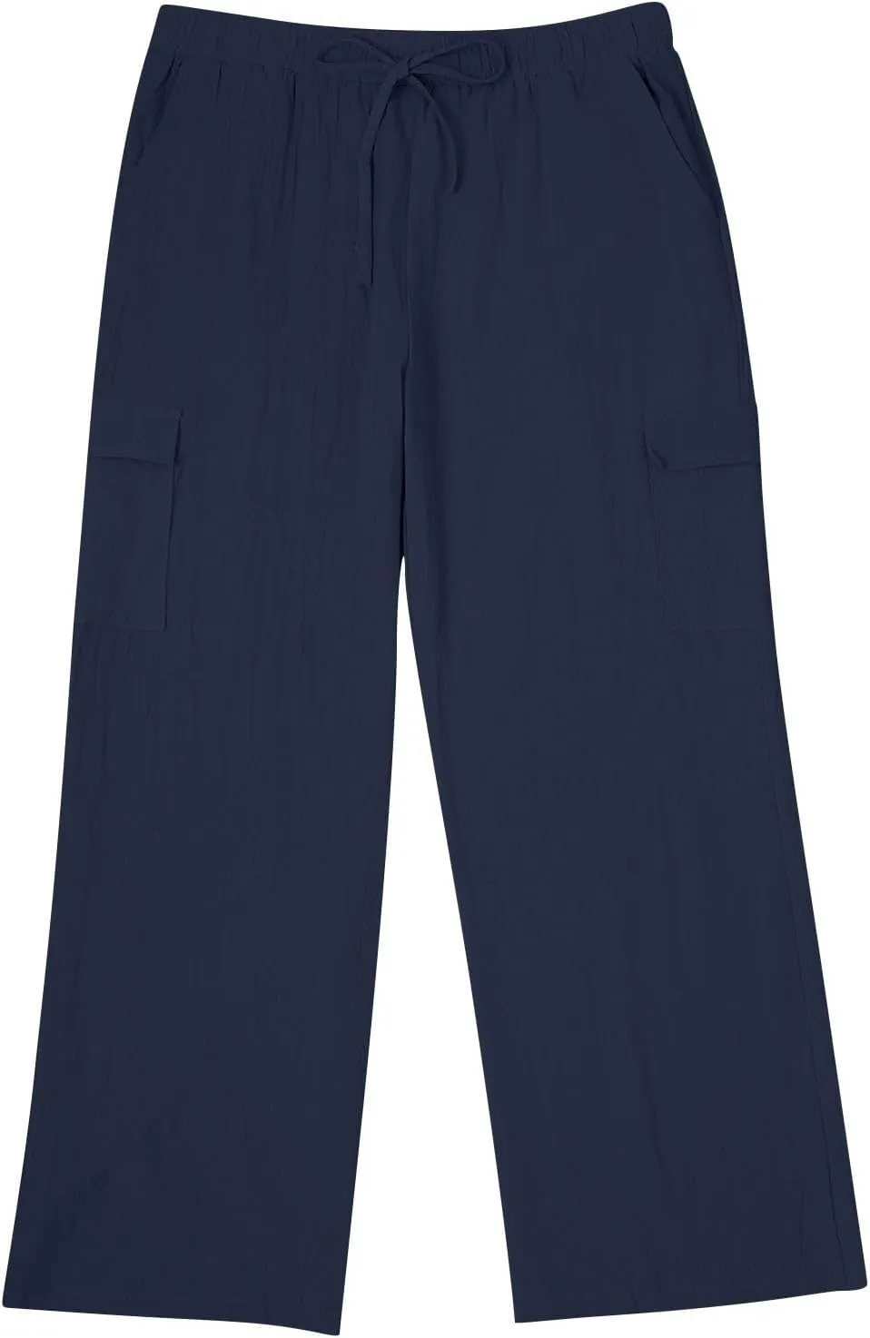 Linen Cargo Pants Men's Lightweight Soft Wide Leg Sweatpants Summer Loose Fit Drawstring Solid Joggers Daily Workout Trousers