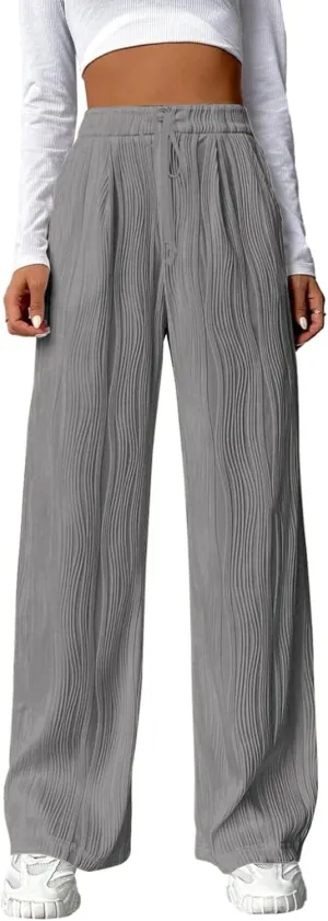 Linen Pants Women Summer Boho Wide Leg High Waist Casual Lounge Slacks 2025 Beach Travel Vacation Outfits