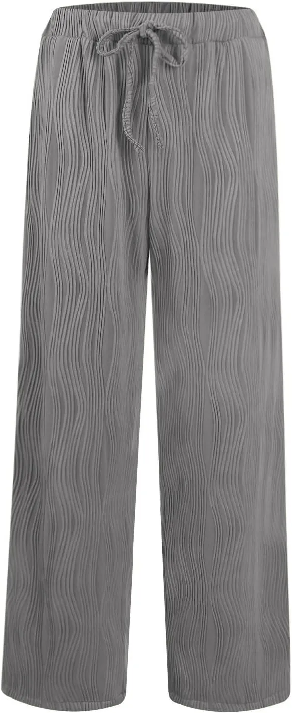 Linen Pants Women Summer Boho Wide Leg High Waist Casual Lounge Slacks 2025 Beach Travel Vacation Outfits