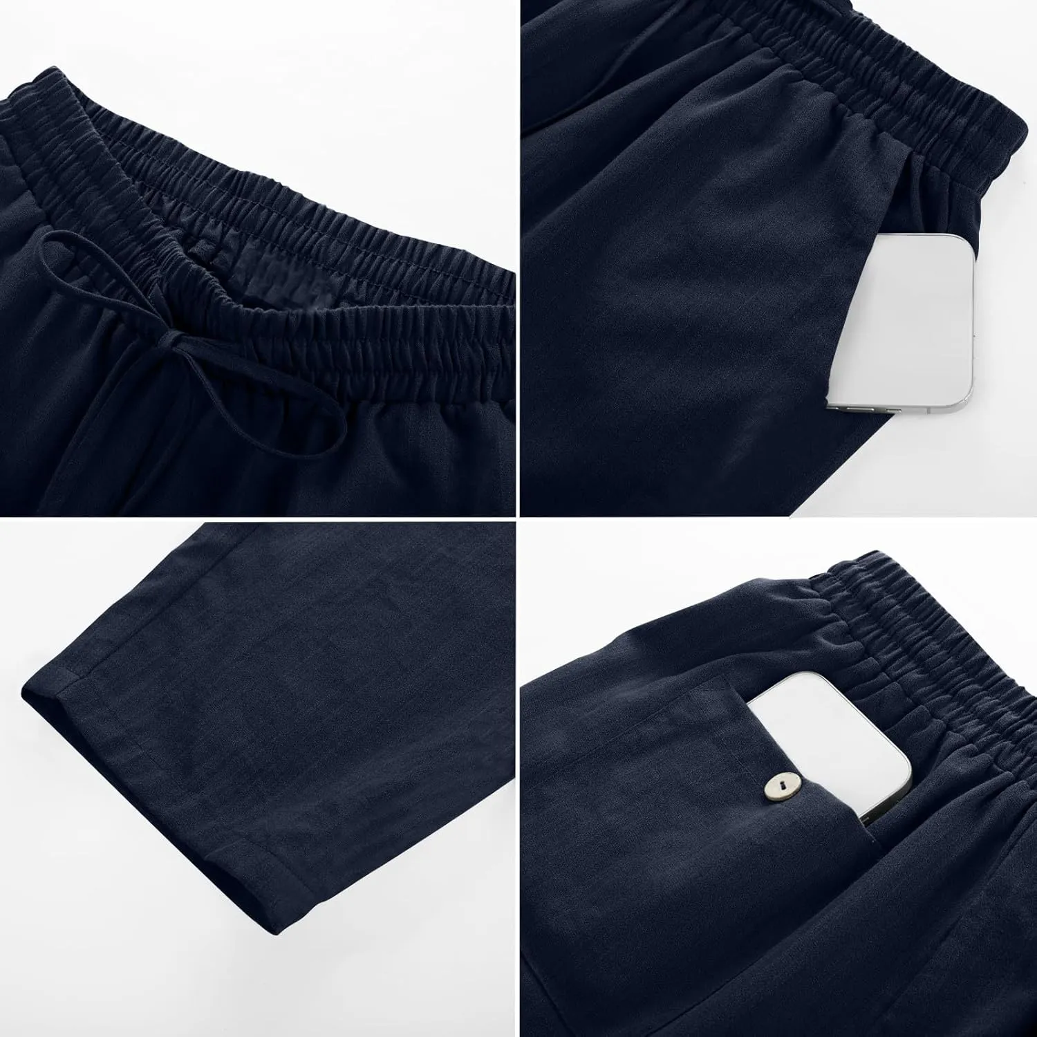 Linen Pants Women Trendy 2025 Casual Summer High Waisted Drawstring Lounge Trousers Straight Leg Pant with Pockets