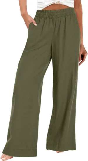 Long Palazzo Pants for Women Outfits 2025 Flowy Pants with Pockets High Waist Slim Lightweight Solid Straight Leg Sweatpants