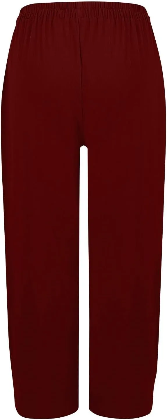 Loose Linen Pants for Women Summer High Waisted Wide Legged Pants Palazzo Pant Travel Trouser Pant with Pockets