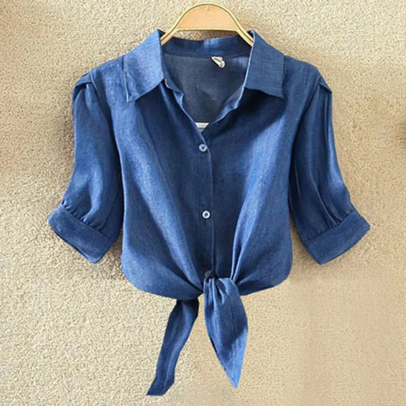 Loose Short Sleeve Casual Shirt White Blouse