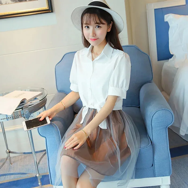 Loose Short Sleeve Casual Shirt White Blouse