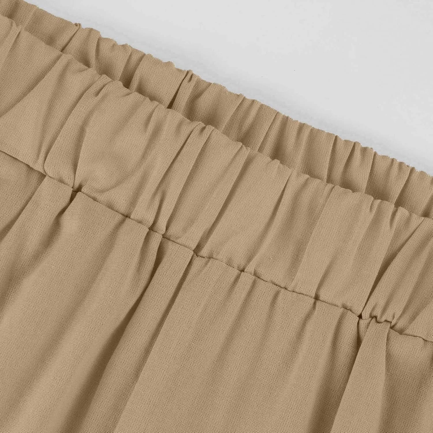 Lounge Pants for Women Casual Cotton Linen Summer Wide Leg Drawstring High Waist Cropped Trouser Vacation Outfits