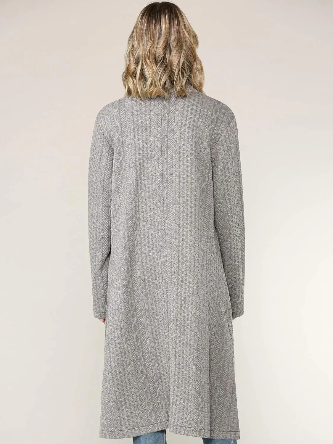 Made By Johnny Women's Casual Cozy Braided Open Front Long Pocket Cardigan Sweater