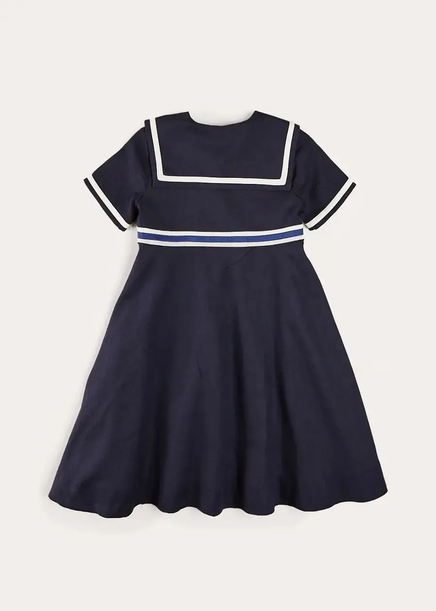 Mariner Collar Bow Detail Short Sleeve Dress in Navy (4-12yrs)