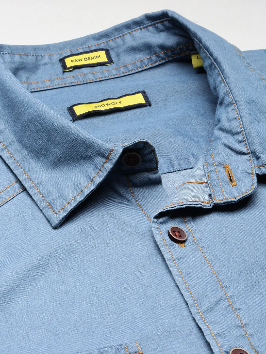Men Blue Comfort Cotton Denim Oversized Casual Shirt