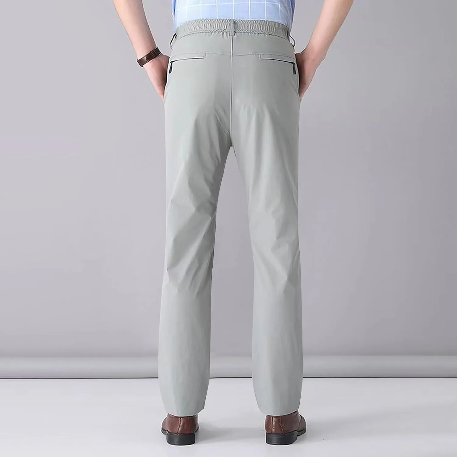 Men Formal Dress Pants Wrinkle Free Slim Fit Business Work Pant Summer Lightweight Casual Suit Trousers with Pockets