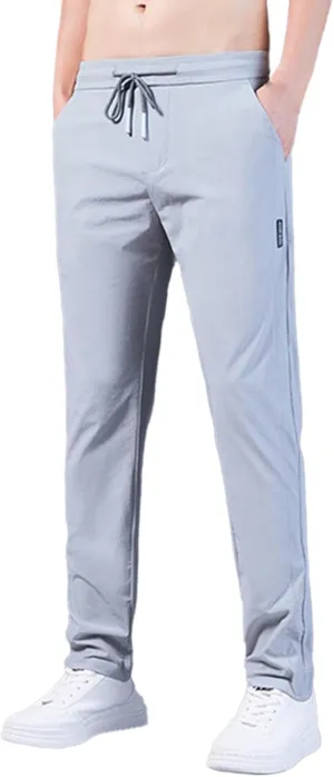 Men's 2023 Trendy Linen Pants Cargo Straight Pants Lightweight Fast Dry Loose Fit Jogger Summer Ice Silk Trouser