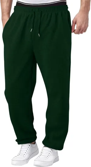 Men's Baggy Sweatpants, Fleece Straight Leg Jogger, Workout Casual Pant Loose Athletic Trousers Elastic Waist Pockets
