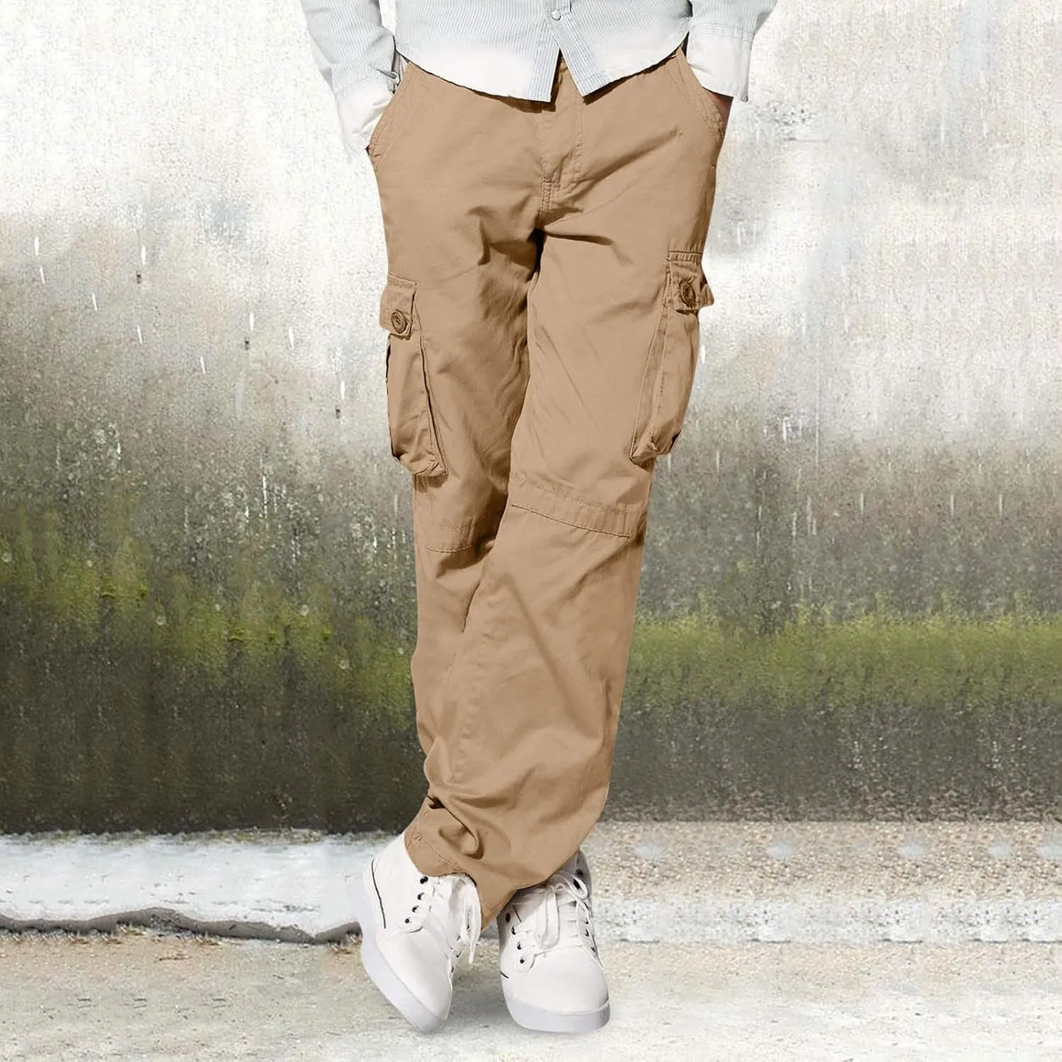 Men's Cargo Pants Casual Multi Pockets Twill Chino Pants Athletic Sweatpant Loose-Fit Classic Lightweight Daily Wear
