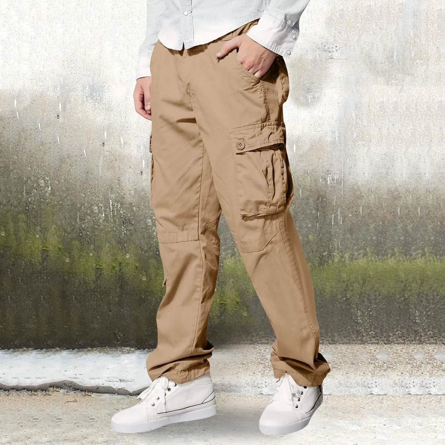 Men's Cargo Pants Casual Multi Pockets Twill Chino Pants Athletic Sweatpant Loose-Fit Classic Lightweight Daily Wear