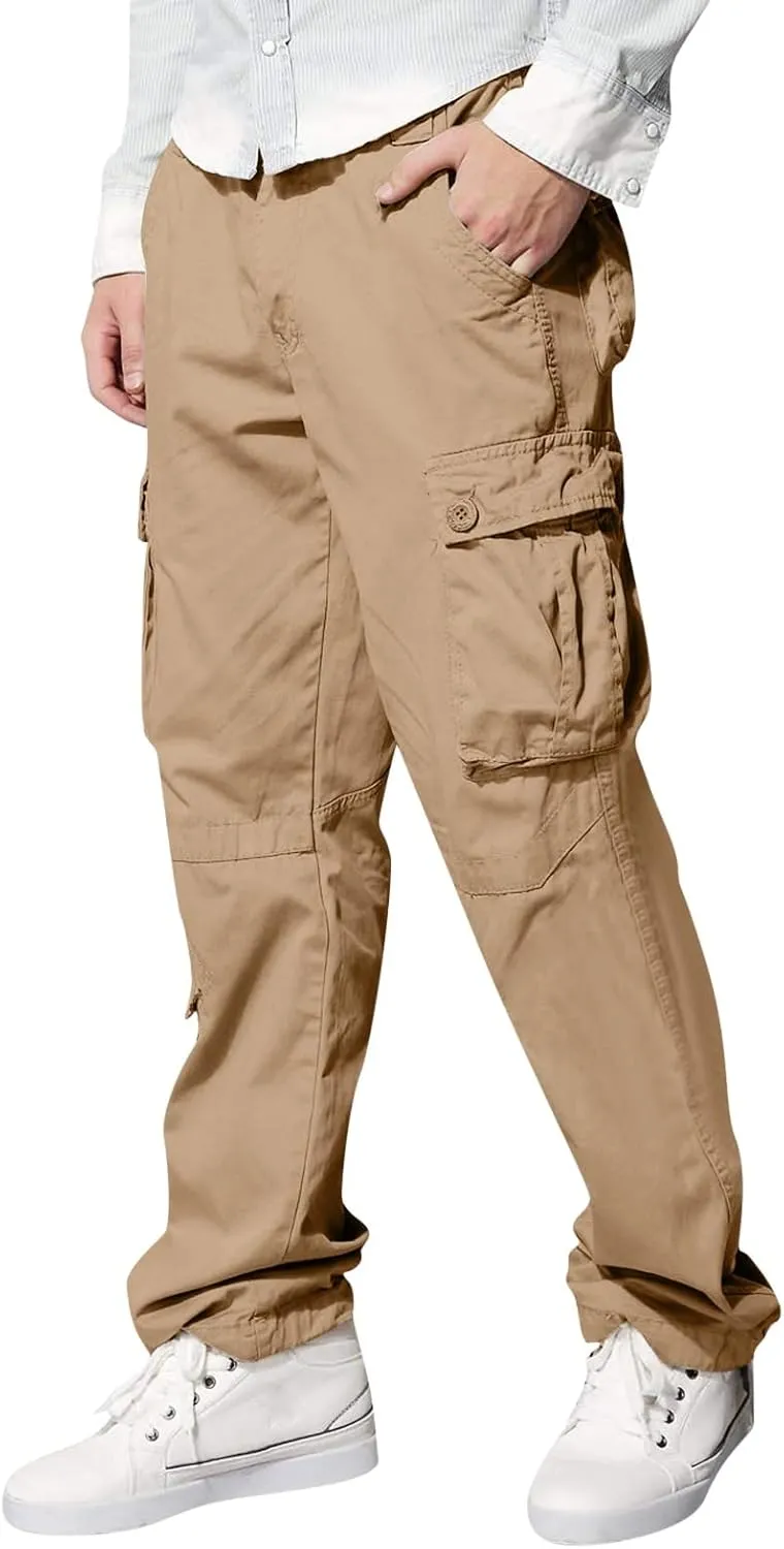 Men's Cargo Pants Casual Multi Pockets Twill Chino Pants Athletic Sweatpant Loose-Fit Classic Lightweight Daily Wear