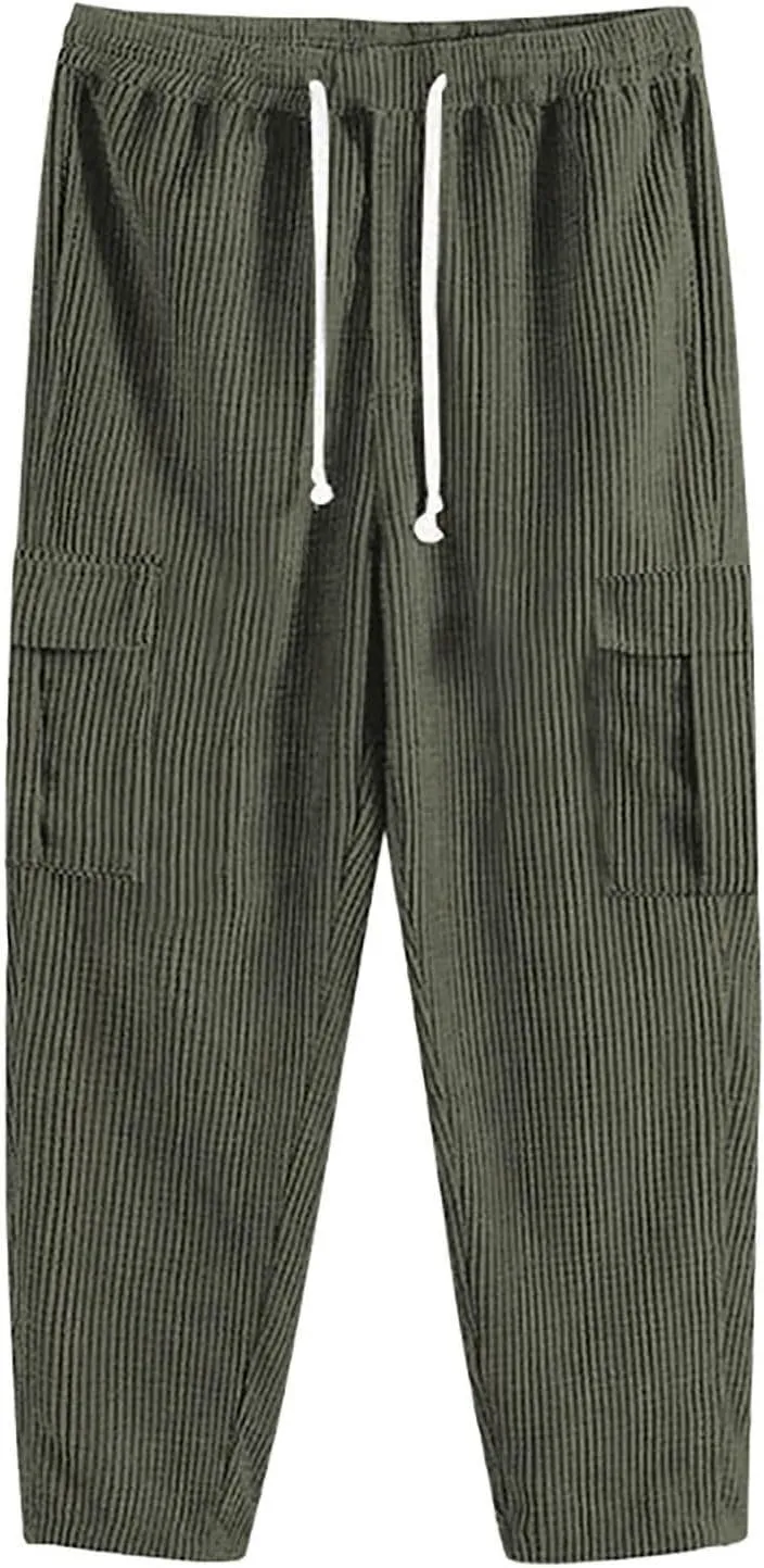 Mens Cargo Pants Slim Fit Loose Straight Leg Tactical Pants Stretch Waterproof Multi Pockets Hiking Hunting Pants