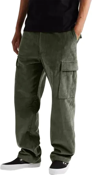 Mens Cargo Pants Slim Fit Loose Straight Leg Tactical Pants Stretch Waterproof Multi Pockets Hiking Hunting Pants