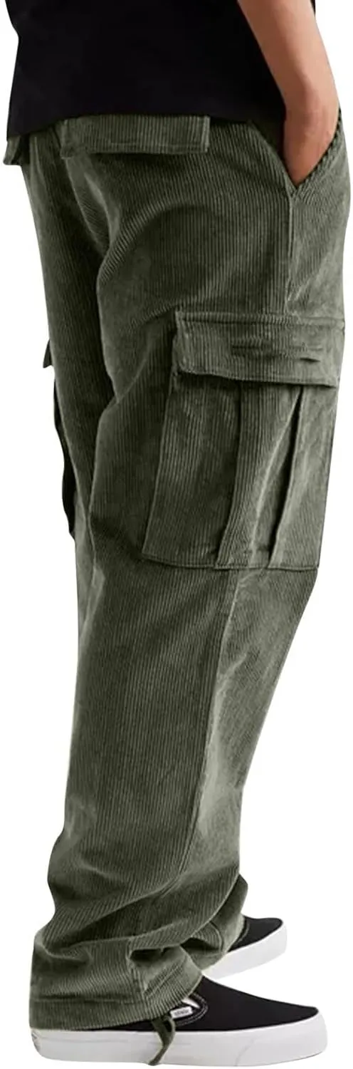 Mens Cargo Pants Slim Fit Loose Straight Leg Tactical Pants Stretch Waterproof Multi Pockets Hiking Hunting Pants