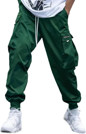 Men's Cargo Pants Solid Color Joggers Lounge Running Workout Gym Track Pants Summer Outdoor Hiking Trousers
