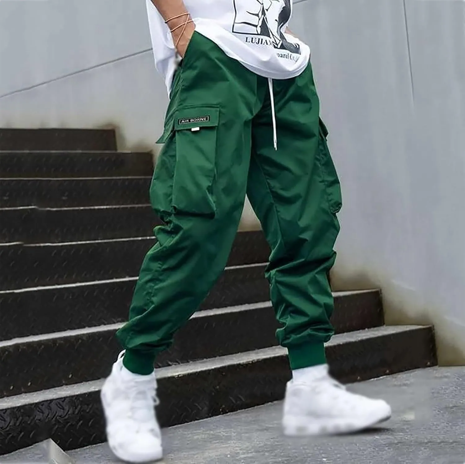 Men's Cargo Pants Solid Color Joggers Lounge Running Workout Gym Track Pants Summer Outdoor Hiking Trousers