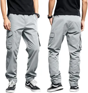 Mens Casual Cargo Pants Elastic Waist Workout Sweatpants Joggers Lightweight Quick Dry Breathable Pant