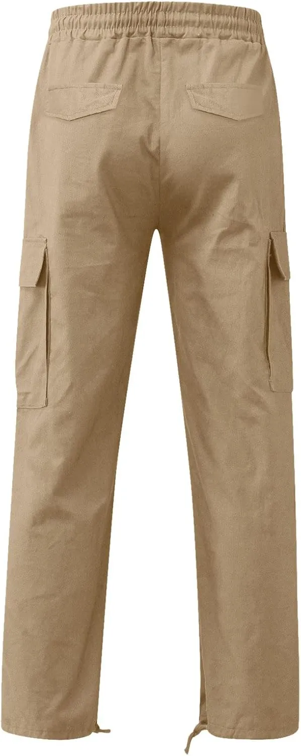 Men's Casual Cargo Pants Loose Loose Fit Hiking Trousers Athletic Pants Outdoor Wearing Pants with Pockets Joggers