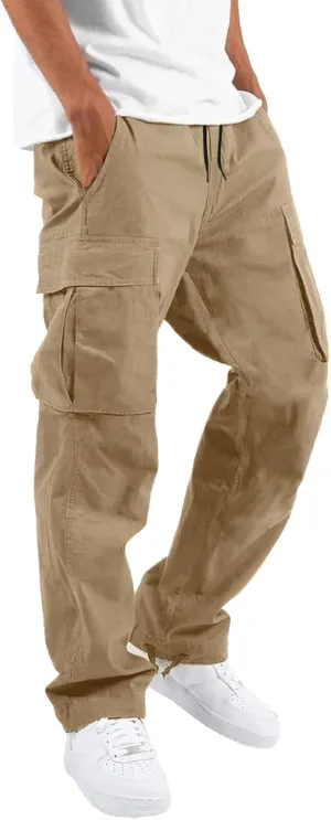 Men's Casual Cargo Pants Loose Loose Fit Hiking Trousers Athletic Pants Outdoor Wearing Pants with Pockets Joggers