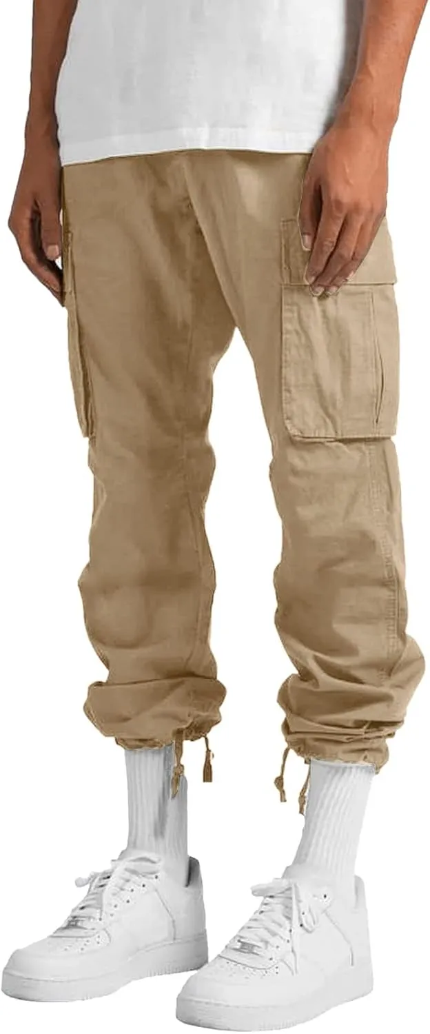 Men's Casual Cargo Pants Loose Loose Fit Hiking Trousers Athletic Pants Outdoor Wearing Pants with Pockets Joggers