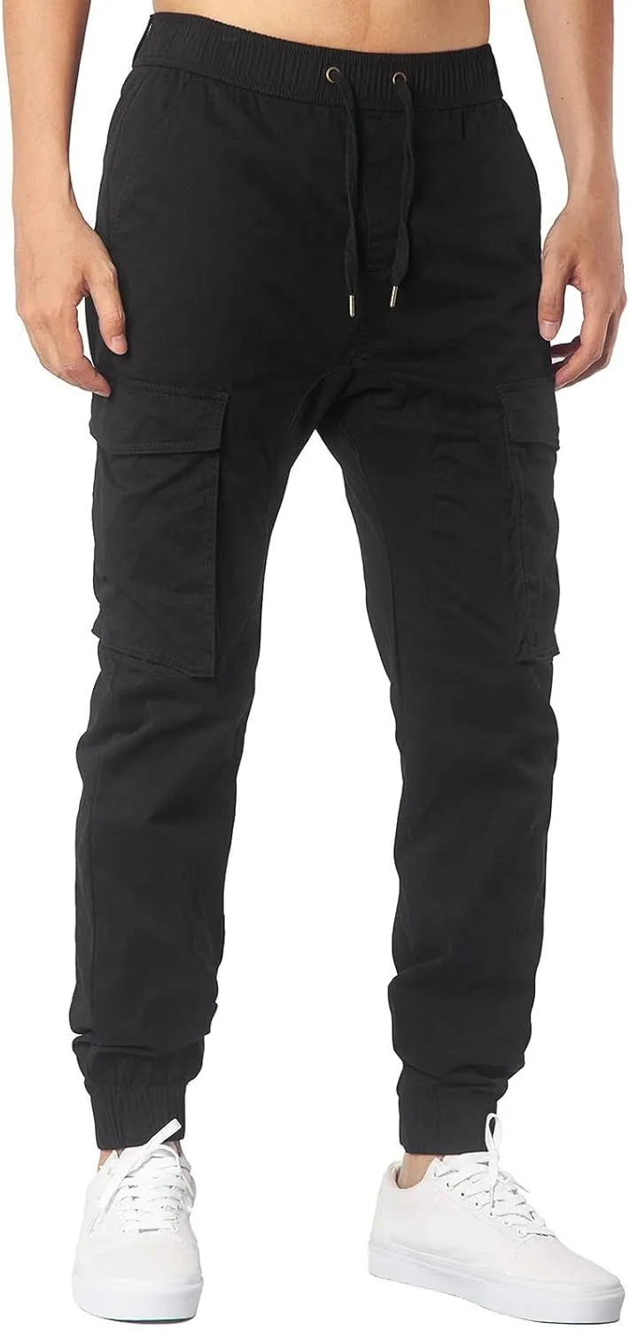 Men's Casual Cargo Pants Multi Pockets Twill Chino Pants Loose Fit Joggers Hiking Trousers Gym Sweatpants Overalls