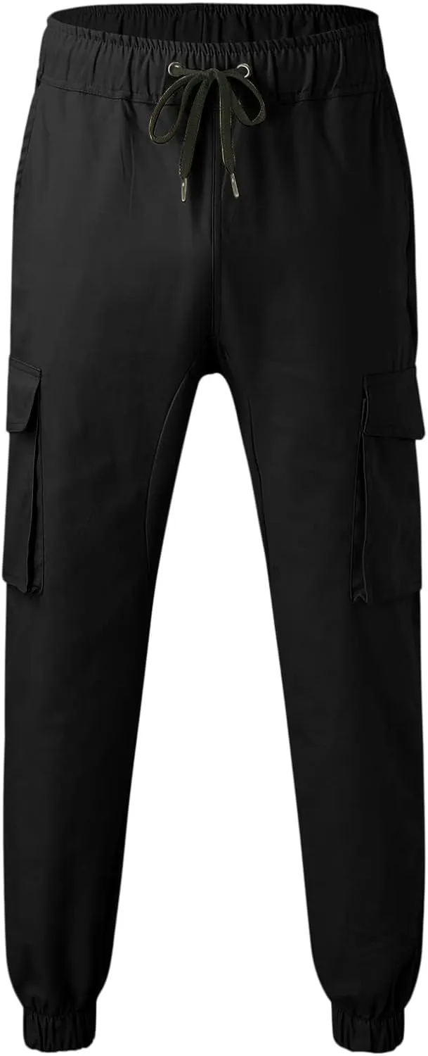 Men's Casual Cargo Pants Multi Pockets Twill Chino Pants Loose Fit Joggers Hiking Trousers Gym Sweatpants Overalls