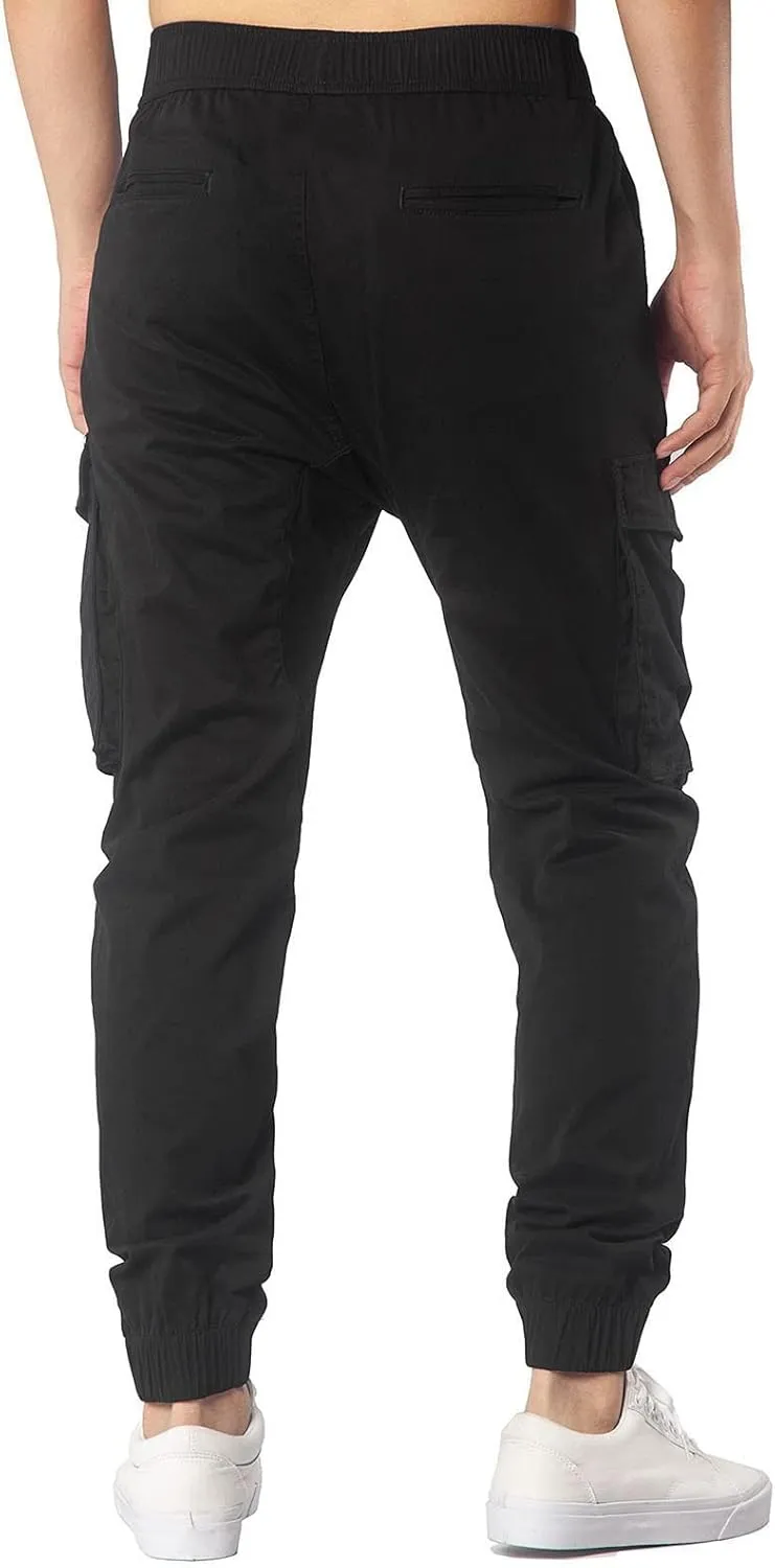 Men's Casual Cargo Pants Multi Pockets Twill Chino Pants Loose Fit Joggers Hiking Trousers Gym Sweatpants Overalls