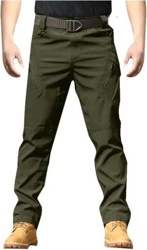 Mens Casual Cargo Pants Tactical Workout Sport Pants Multi-Pocket Straight Leg Trousers Running Joggers
