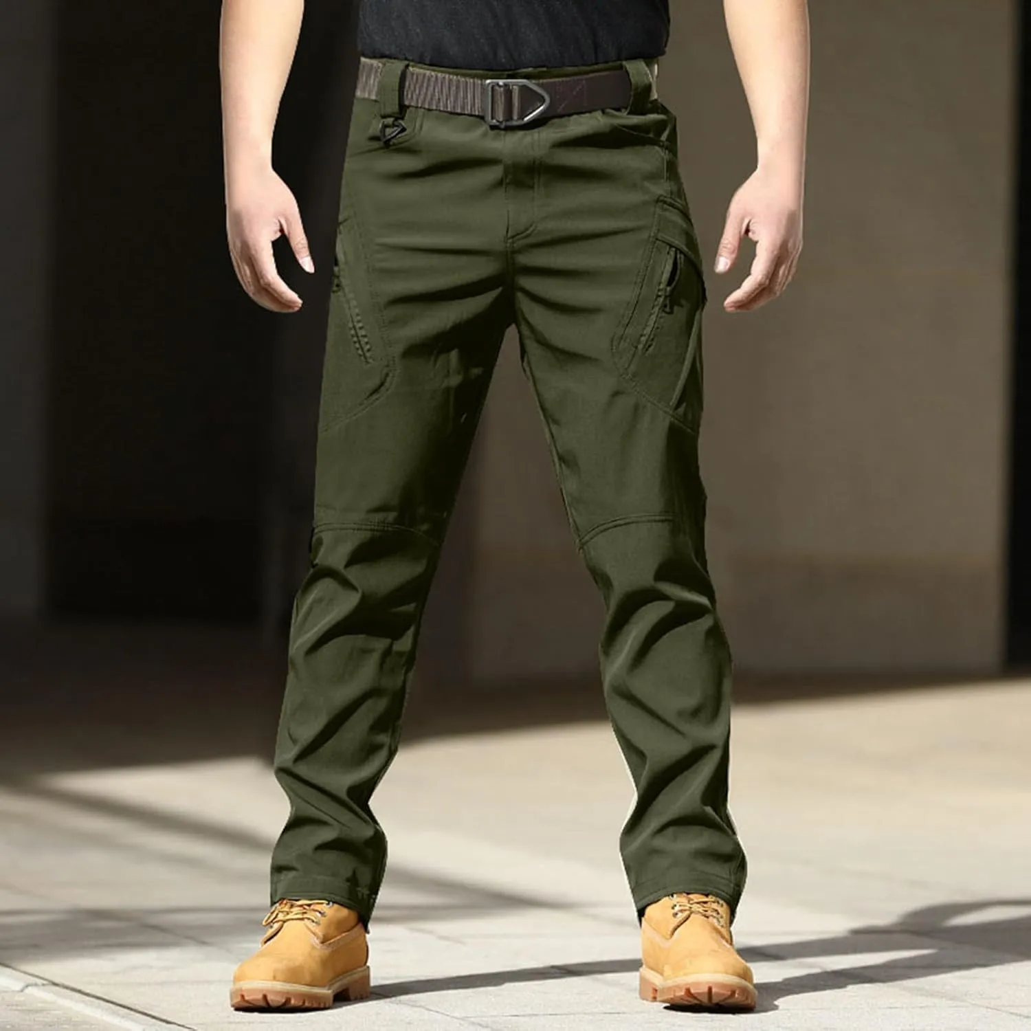 Mens Casual Cargo Pants Tactical Workout Sport Pants Multi-Pocket Straight Leg Trousers Running Joggers